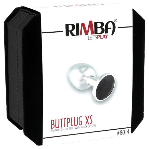 Rimba XS - analplugg med svart sten - metall silver