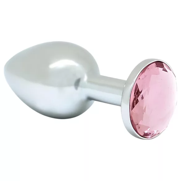 Rimba XS - silverfärgad analplugg i metall med rosa sten