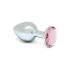 Rimba XS - rosa sten, metall analplugg (silver)