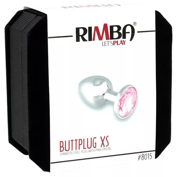 Rimba XS - silverfärgad analplugg i metall med rosa sten