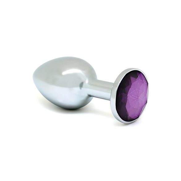 Rimba XS - Lila stenprydd metall analplug (silver)