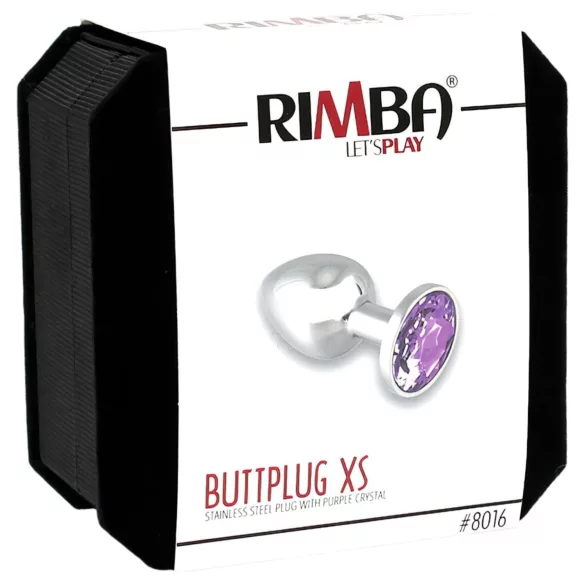 Rimba - analplugg med lila sten - metall - silverfärg