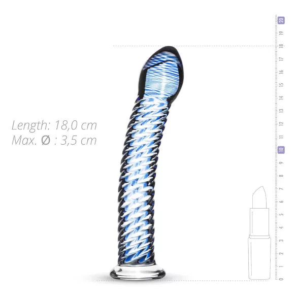 Gildo Glass No. 5 - glasdildo spiral - transparent blå