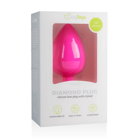 Easytoys Diamond - analplugg med vit sten (stor) - rosa