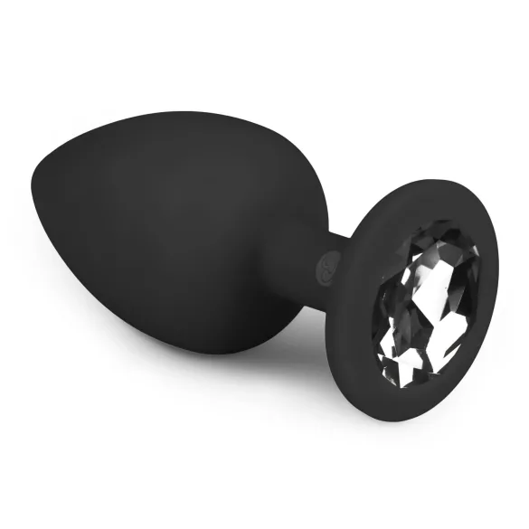 Easytoys Diamond - analplugg med vit sten - stor - svart