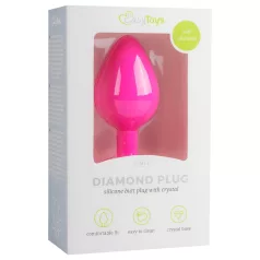 Easytoys Diamond - analplugg med vit sten - medium - rosa