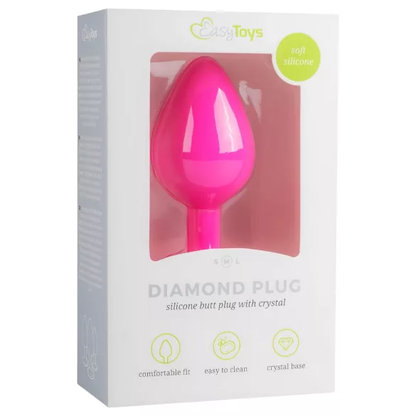 Easytoys Diamond - analplugg med vit sten - medium - rosa