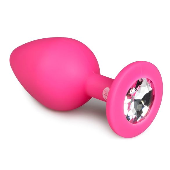 Easytoys Diamond - analplugg med vit sten - medium - rosa