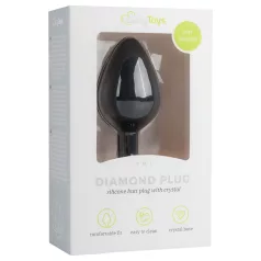 Easytoys Diamond - analplugg med vit sten - medium - svart