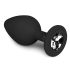 Easytoys Diamond - svart analplugg med vita stenar (medium)