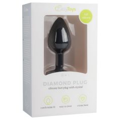 Easytoys Diamond - analplugg med vit sten - liten - svart