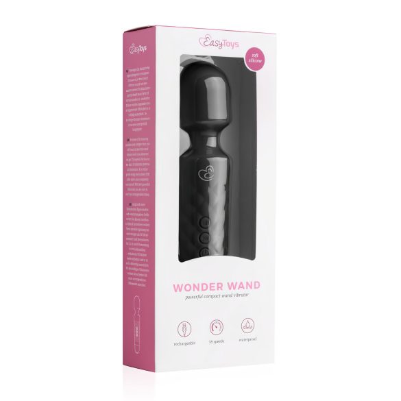 EasyToys - mini wand vibrator - uppladdningsbar massör - svart