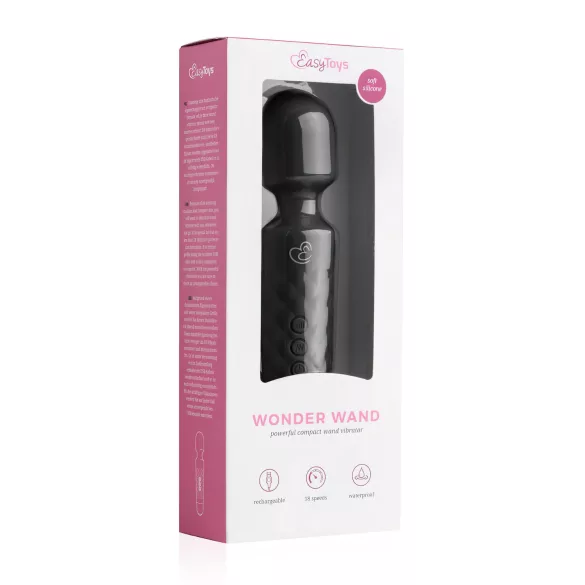 EasyToys - mini wand vibrator - uppladdningsbar massör - svart