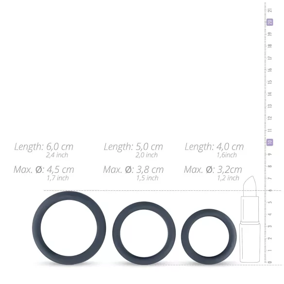 Boners - penisring set - silikon - 3-pack - grå