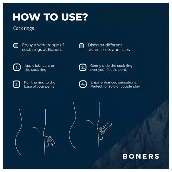 Boners - penisring set - silikon - 3-pack - grå
