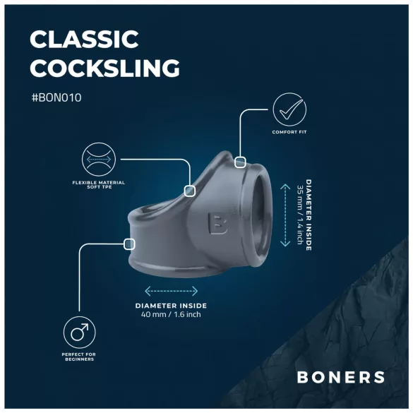 Boners - penisring och pungsträckare - silikon - grå