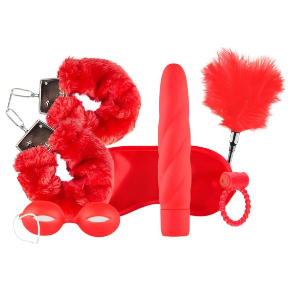 LoveBoxxx Jag älskar Rött - vibrerande bondage-set (6 delar) - röd