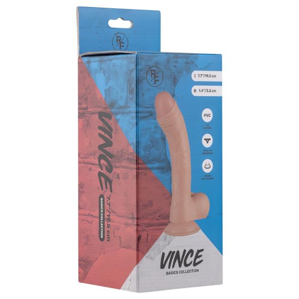 Real Fantasy Vince - dildo med pung och förhud - 19,5 cm - naturfärg