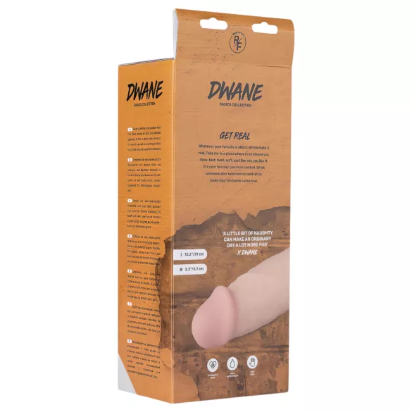 Real Fantasy Dwane - uppladdningsbar realistisk dildo vibrator - 31cm natur