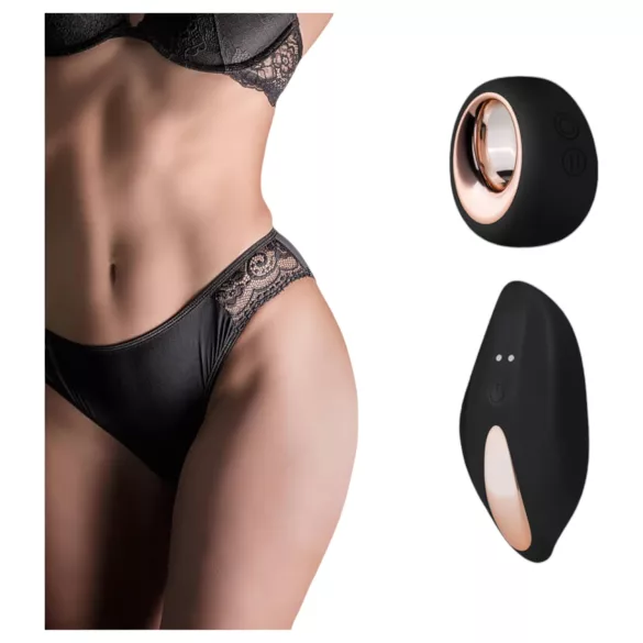 Pantyrebel - svarta trosor med hög skärning + trådlös vibrator (S-L)