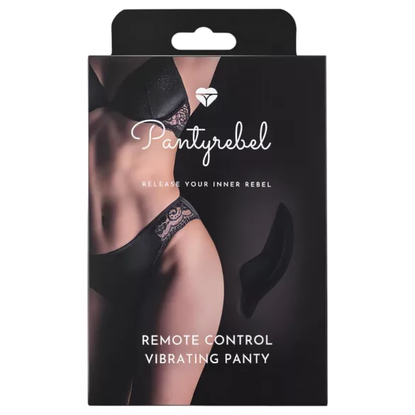 Pantyrebel - svarta trosor med hög skärning + trådlös vibrator (S-L)