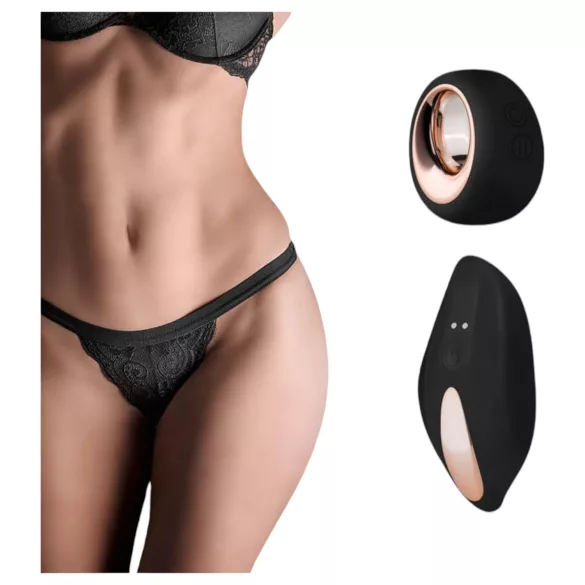 Pantyrebel - vibratoriskt trosstring i svart med batteri och fjärrkontroll (S-L)