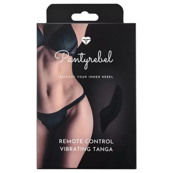 Pantyrebel - vibratoriskt trosstring i svart med batteri och fjärrkontroll (S-L)