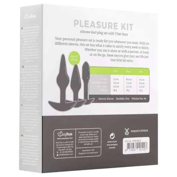 EasyToys Pleasure kit - varierat analpluggsset (svart)