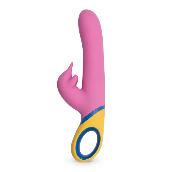 PMV20 - roterande rabbitvibrator med klitorisarm - silikon rosa