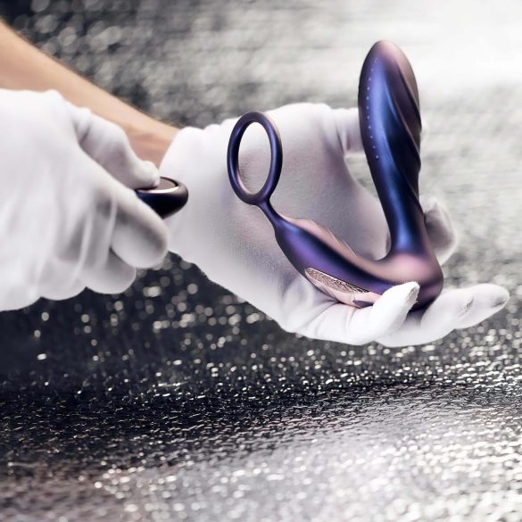 Hueman - analvibrator med fjärrkontroll och penisring - lila