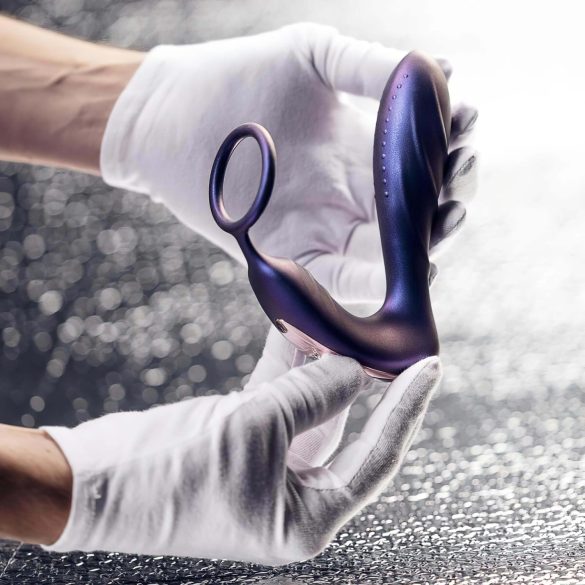 Hueman - analvibrator med fjärrkontroll och penisring - lila