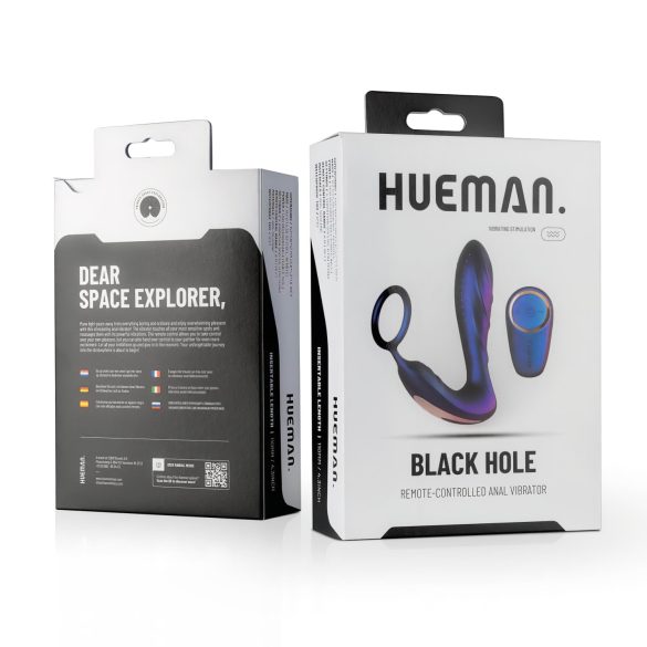 Hueman - analvibrator med fjärrkontroll och penisring - lila