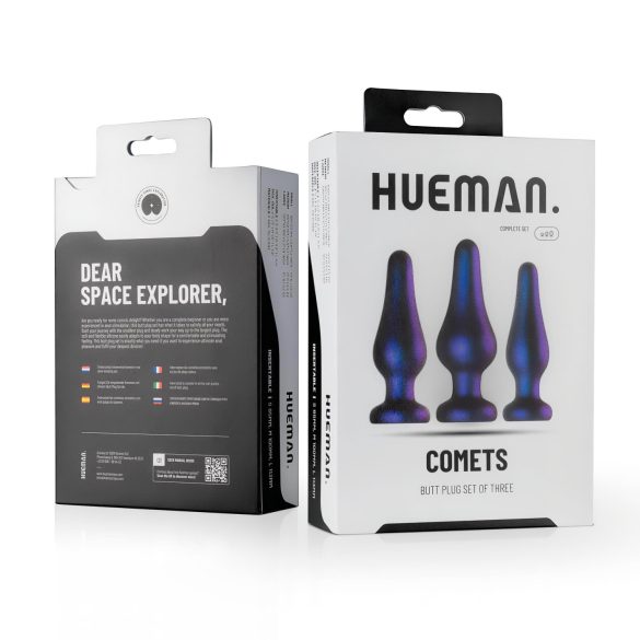 Hueman Comets - analplugg set - silikon - 3 delar - lila