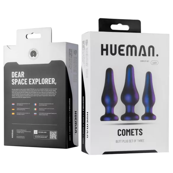 Hueman Comets - analplugg set - silikon - 3 delar - lila