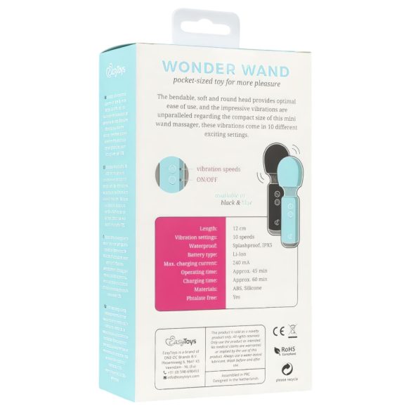 Easytoys - minivibrator wand - uppladdningsbar - svart