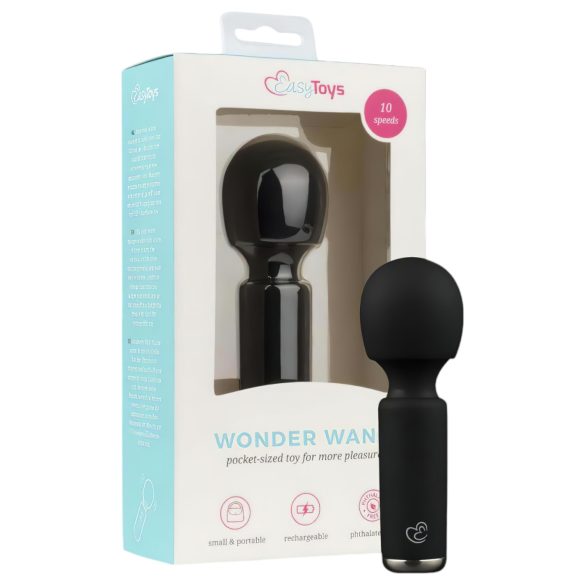 Easytoys - minivibrator wand - uppladdningsbar - svart