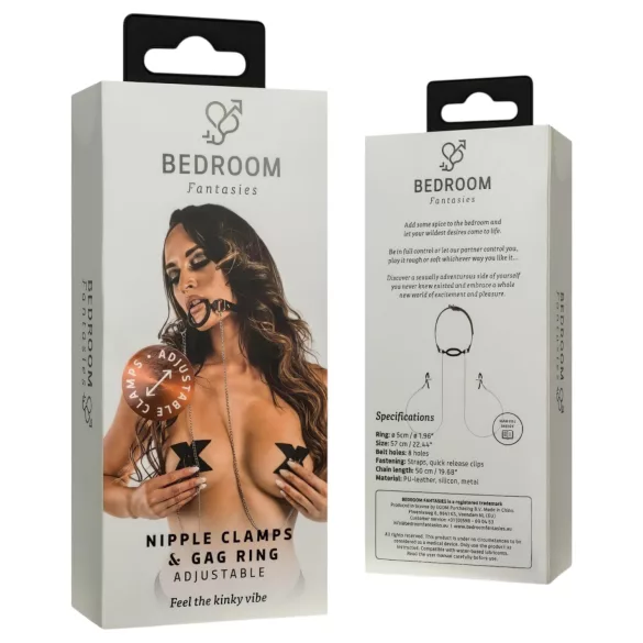 Bedroom Fantasies - munspärr och bröstklämmor - silver-svart
