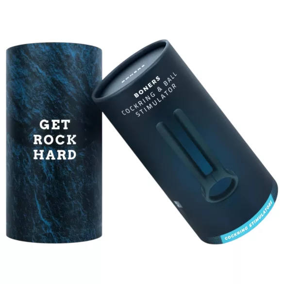 Boners - penisring och vibrator för pung - uppladdningsbar - blå
