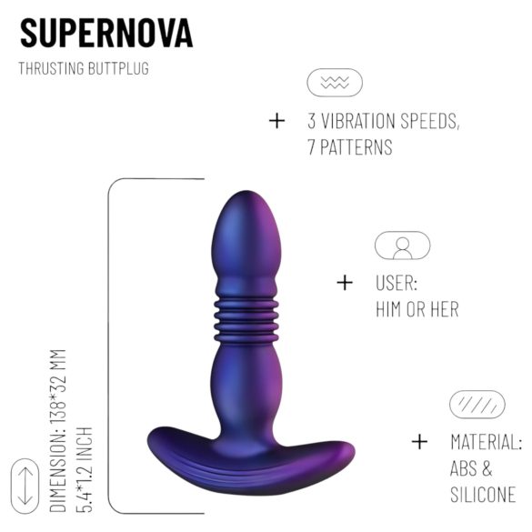 Hueman Supernova - analvibrator med stötfunktion - silikon lila