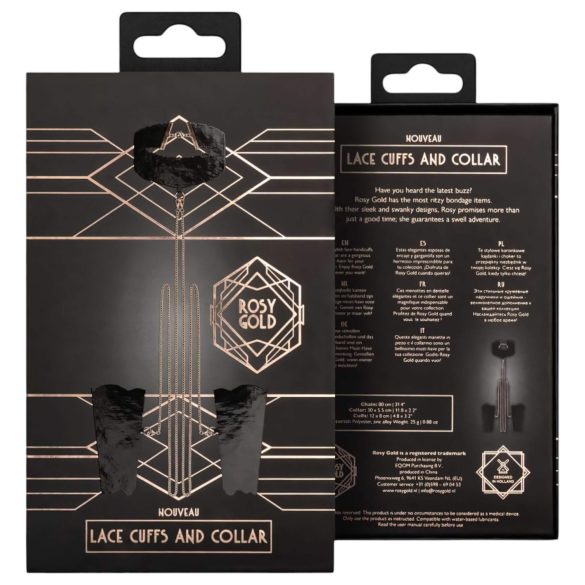 Rosy Gold - halsband och handledsbojor - svart