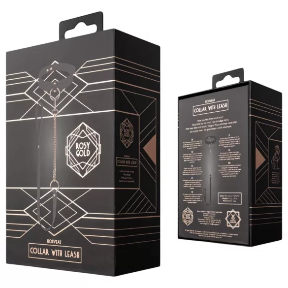 Rosy Gold - halsband och koppel - svart/roséguld