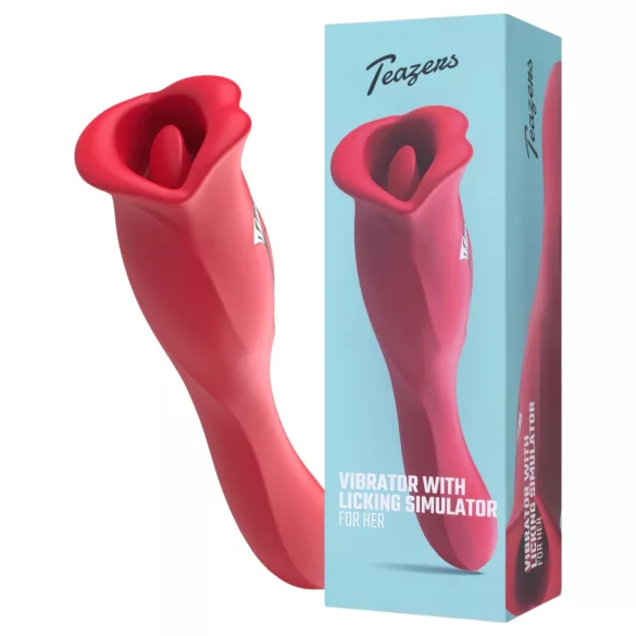 Teazers - dubbelsidig vibrator med tungformad klitorisstimulator (röd)