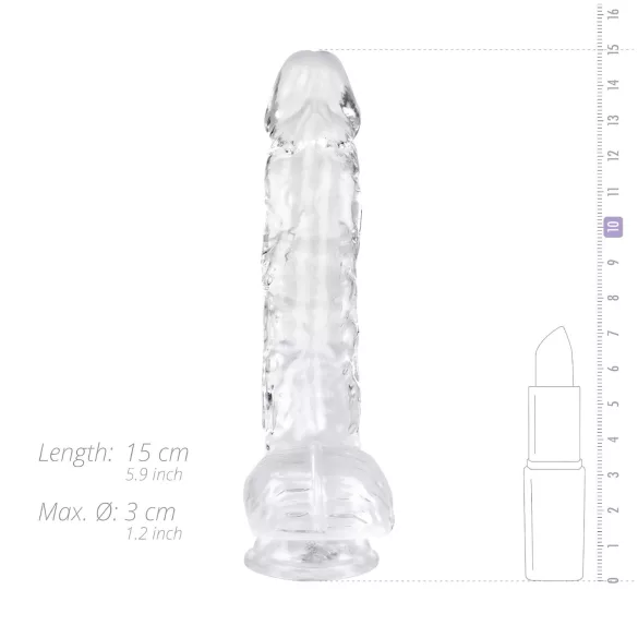EasyToys - dildo med pung - 13,5 cm - transparent