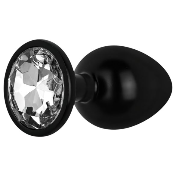 / Easytoys Anal Collection - metal analplugg med sten - M (svart)