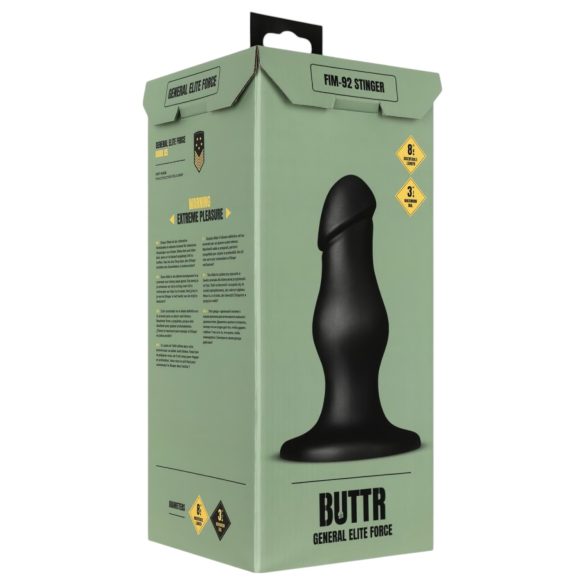 BUTTR FIM-92 - sugkopp dildo för anal (svart)