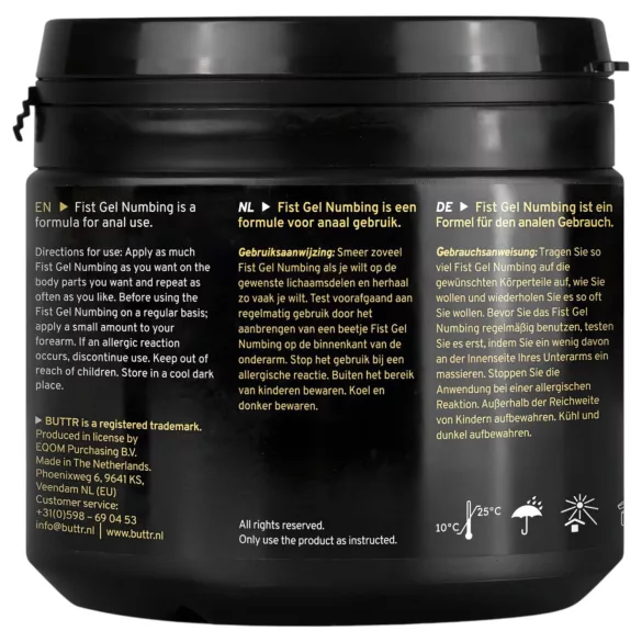 BUTTR - fistinggel med bedövning - gel - 500ml
