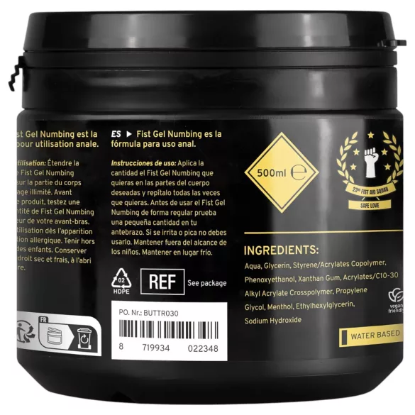 BUTTR - fistinggel med bedövning - gel - 500ml