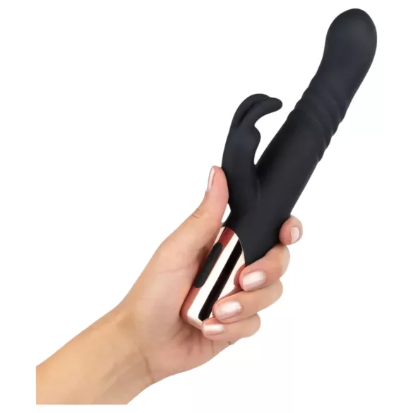 Rosy Gold - rabbitvibrator med stötfunktion - svart