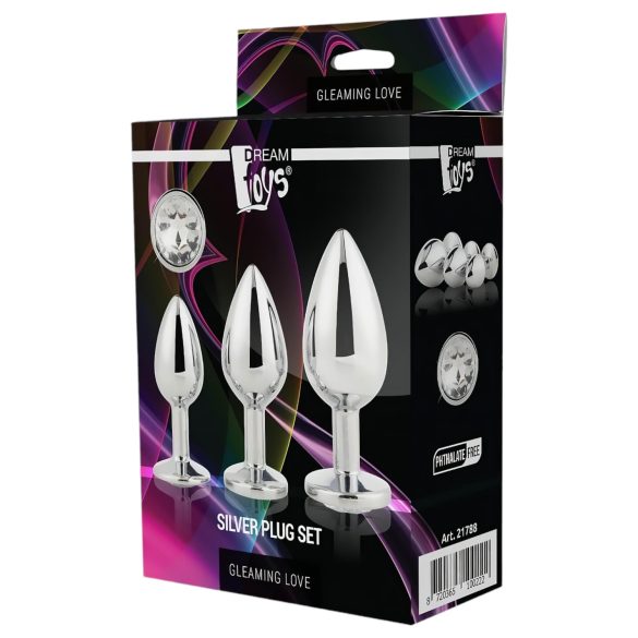 Gleaming Love - analpluggsset - silver - 3 delar
