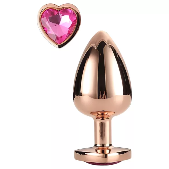 Gleaming Love - analplugg aluminium hjärtformad sten roséguld